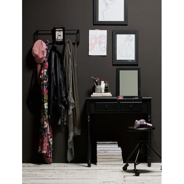 Črna toaletna mizica iz borovega lesa WOOOD Romy-image-1