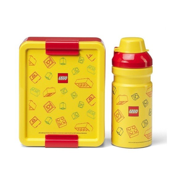 Rumene plastične otroška posoda za malico v kompletu 2 ks Brick – LEGO®
