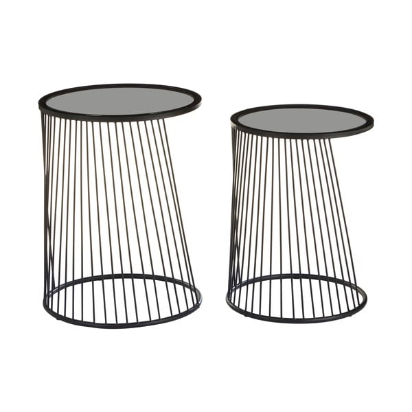 Okrogle stranske mizice s stekleno mizno ploščo v kompletu 2 ks Trento – Premier Housewares