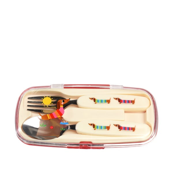 Otroški jedilni pribor 2 ks iz nerjavečega jekla Sausage Dog – Rex London-image-3