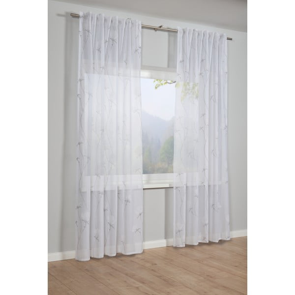 Belo-siva prosojna zavesa 245x140 cm Voile - Gardinia-image-1
