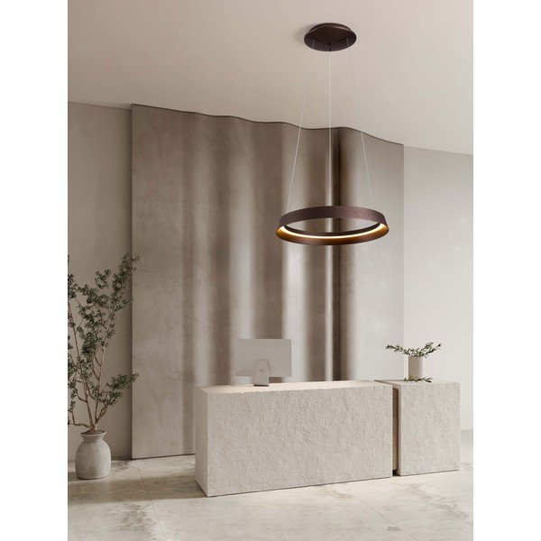 Rjava aluminijasta LED zatemnitvena viseča svetilka s senčilom iz akrilnega stekla ø 45 cm Ormi – Nova Luce-image-1