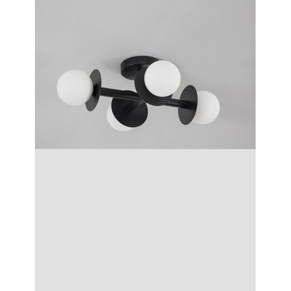 Bela/črna kovinska stropna svetilka s steklenim senčilom 37x51 cm Pielo – Nova Luce-image-2
