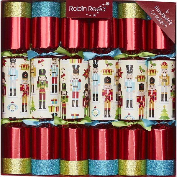 Komplet 6 božičnih krekerjev Robin Reed Red Nutcracker