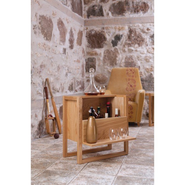 Omarica za vino iz hrastovega lesa v naravni barvi 59x60 cm NewEst - Woodman-image-1