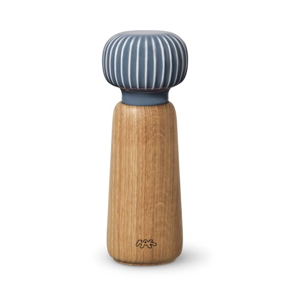 Mlinček za začimbe iz hrastovega lesa z antracit-sivimi porcelanastimi detajli Kähler Design Hammershoi, višina 17,5 cm