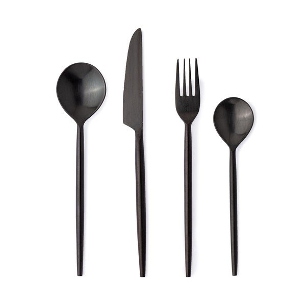 Črn pribor 16 ks iz nerjavečega jekla za 4 osebe Bronte – Bizzotto