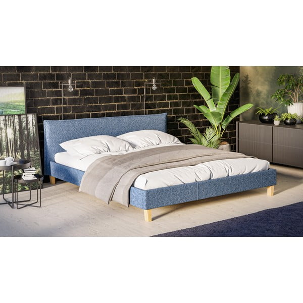 Modra oblazinjena zakonska postelja z letvenim dnom 180x200 cm Tina – Ropez-image-2
