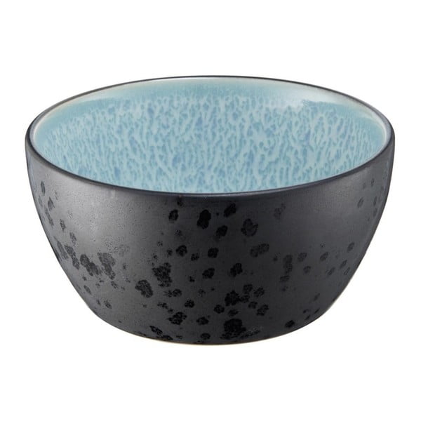 Skleda iz črne keramike z notranjo glazuro v svetlo modri barvi Bitz Mensa, premer 12 cm