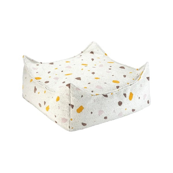 Bela otroška vreča za sedenje iz tkanine bouclé in šenilje Terrazzo Square – Wigiwama