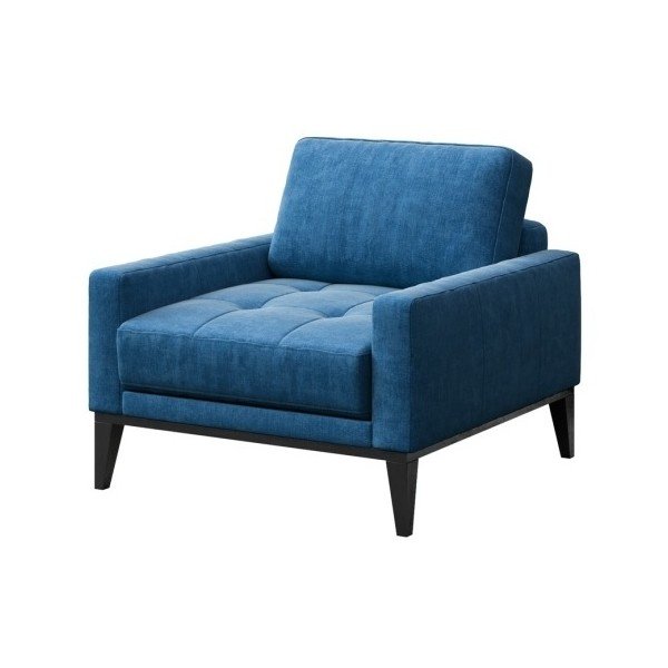 Modri fotelj z lesenimi nogami MESONICA Musso Tufted-image-2