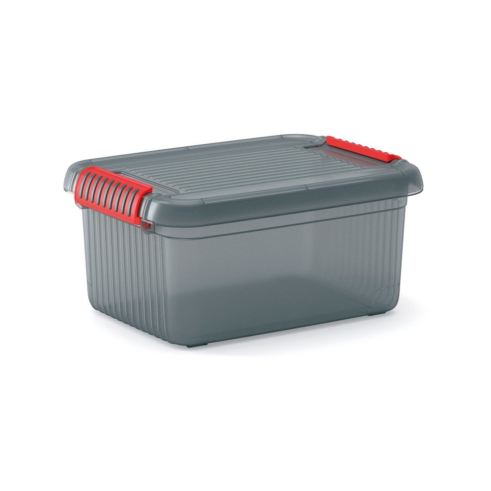 Siva plastična škatla za shranjevanje s pokrovom K Latch Box