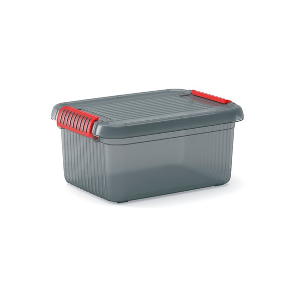 Siva plastična škatla za shranjevanje s pokrovom 39x29x18 cm K Latch Box – KIS