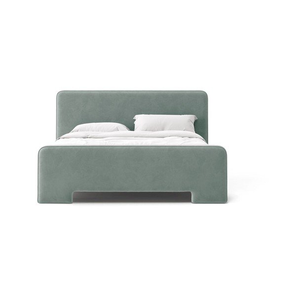 Svetlo modra oblazinjena zakonska postelja z letvenim dnom 140x200 cm Eda – Micadoni -image-2