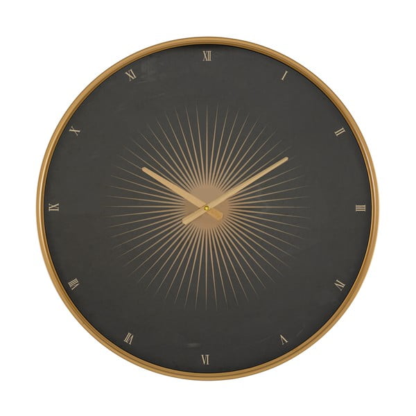 Črna stenska ura z okvirjem v zlati barvi Mauro Ferretti Glam Classic, ø 60 cm