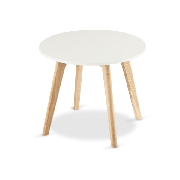 Bela kavna mizica z nogami iz hrastovega lesa Furnhouse Life, Ø 48 cm