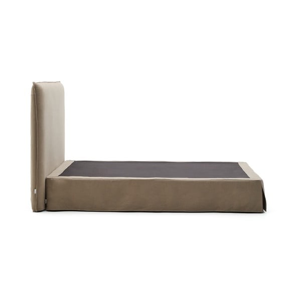 Sivorjava oblazinjena zakonska postelja 160x200 cm Jaira – Kave Home-image-4