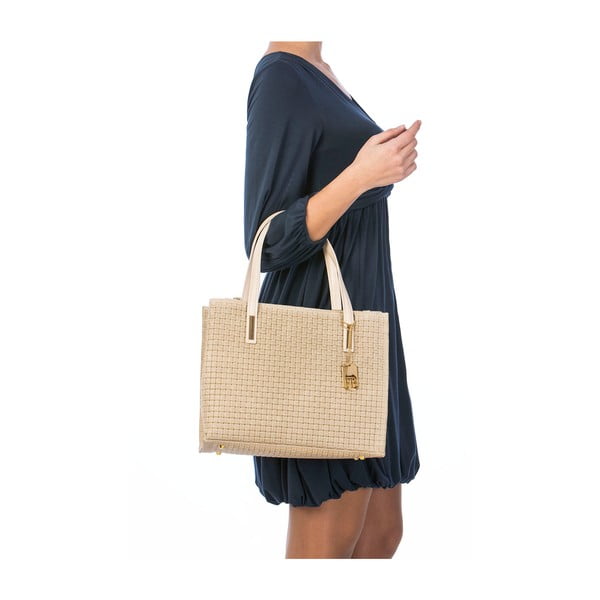 Usnjena torbica Suede Braid Beige-image-1