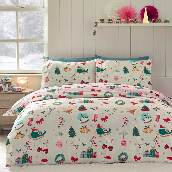 Enojna posteljnina 135x200 cm Christmas Happy Holidays – Catherine Lansfield