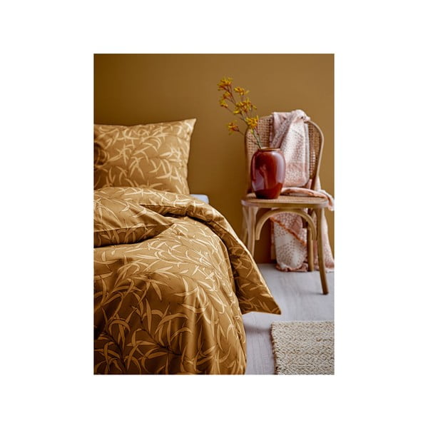 Rumena posteljnina za enojno posteljo iz bombažnega satena Södahl Breeze Golden, 140 x 200 cm-image-1