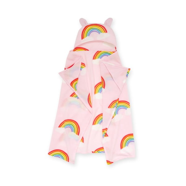 Rožnata otroška odeja s kapuco iz flisa 120x150 cm Rainbow Hearts – Catherine Lansfield