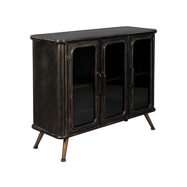 Črna kovinska vitrina 100x80x37 cm Denza – Dutchbone-image-2
