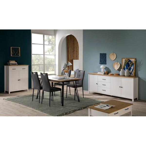 Bela nizka komoda iz masivnega bora 190x80 cm Miranda – Marckeric-image-1