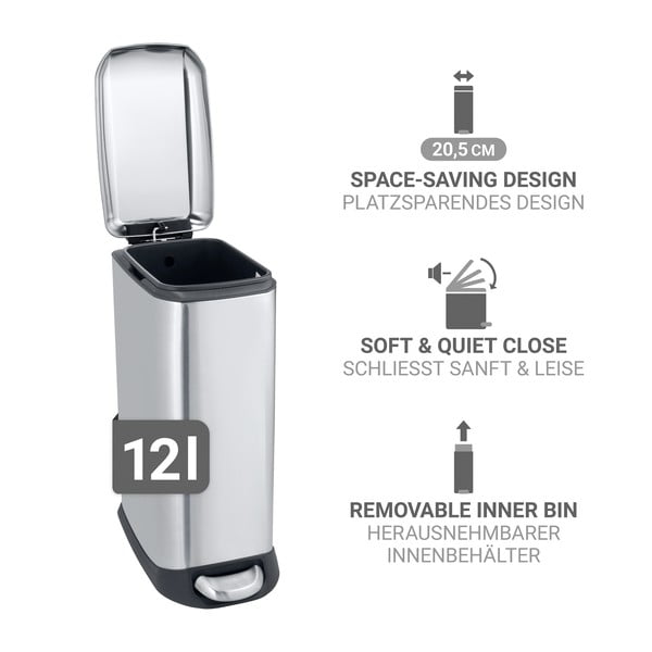 Koš za smeti s pedalom iz nerjavečega jekla v srebrni barvi 12 l Design – Wenko-image-3