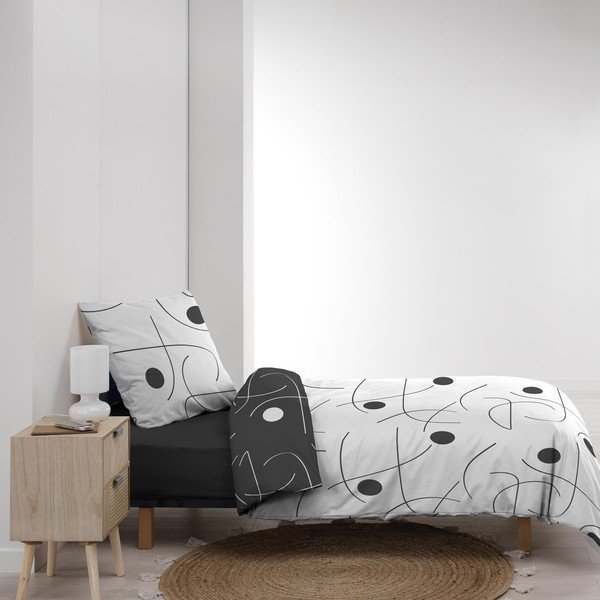 Bela/temno siva enojna posteljnina iz mikrovlaken 140x200 cm Sonate – douceur d'intérieur-image-4