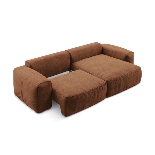 Raztegljiva kotna sedežna garnitura iz šenilje v barvi terakote (desni kot/z ležalnikom) Kuki – Makamii-image-4