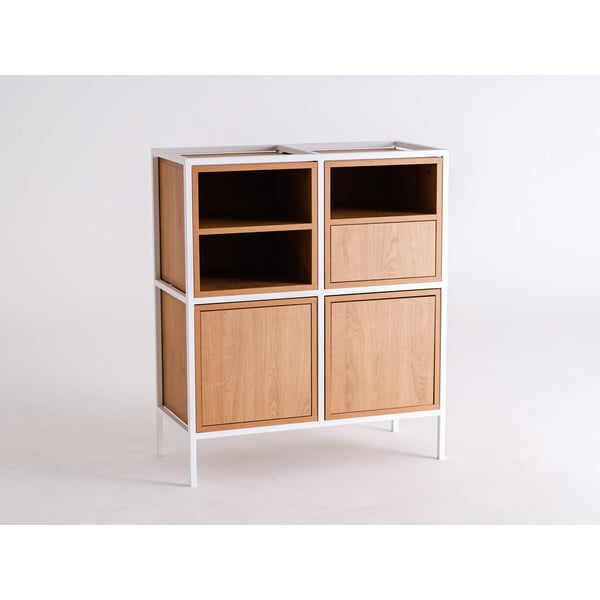 Bela visoka komoda v hrastovem dekorju 88x102 cm Skap - CustomForm-image-2