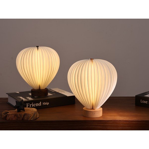 Bela LED zatemnitvena namizna svetilka s papirnatim senčilom (višina 20 cm) Aeris – Gingko-image-2