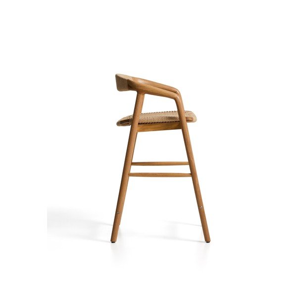 Barski stol z nasloni za roke iz masivnega hrasta v naravni barvi (višina sedeža 65 cm) Derile – Kave Home-image-4