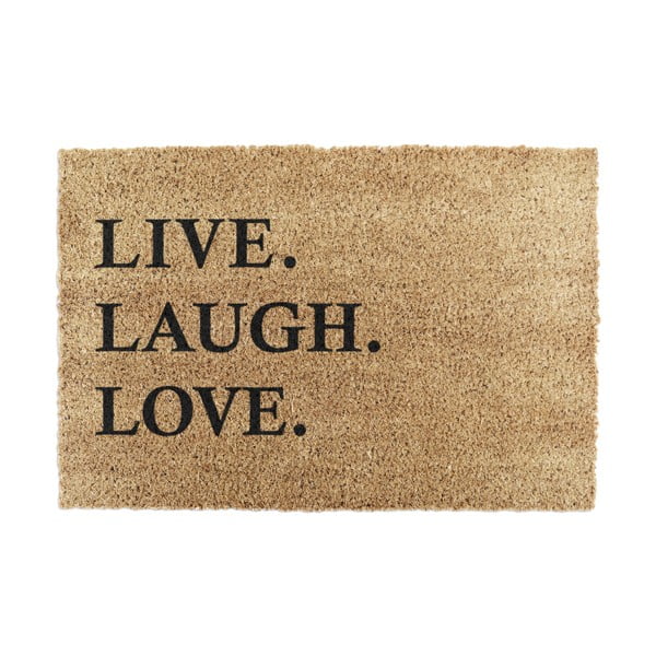 Predpražnik iz naravnih kokosovih vlaken Artsy Doormats Live Laugh Love, 40 x 60 cm