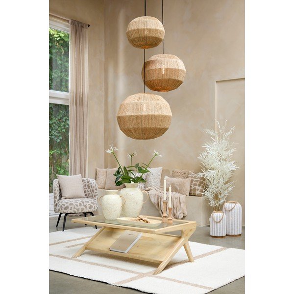 Klubska mizica s stekleno mizno ploščo v temni naravni barvi 70x112 cm Yuki – Light & Living-image-1