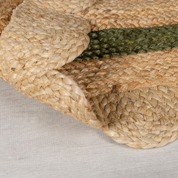 Temno zelena/naravna ročno tkana preproga iz jute 160x230 cm Grace Green – Flair Rugs-image-3