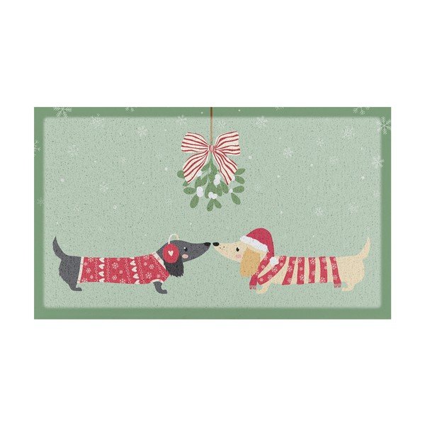 Predpražnik z božičnim motivom iz reciklirane plastike 40x70 cm Christmas Sausage Dogs – Artsy Doormats