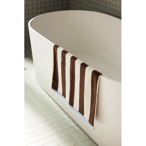 Rjava/kremno bela tekstilna kopalniška preproga 50x80 cm Gobo – noo.ma-image-1