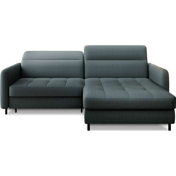 Prašno zelena žametna raztegljiva/s prostorom za shranjevanje kotna sedežna garnitura (desni kot/z ležalnikom) Gomsi – ELTAP