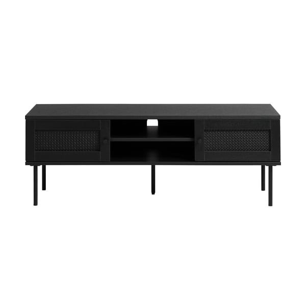 Črna TV omarica v hrastovem dekorju 120x43 cm Pensacola – Unique Furniture