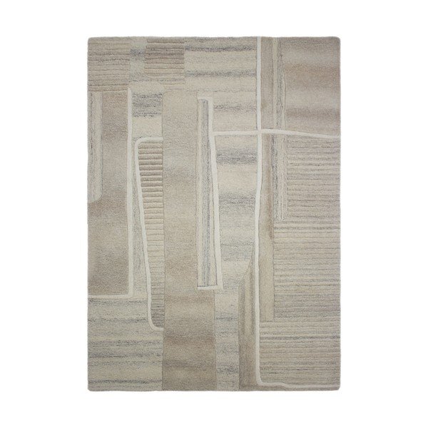 Sivo-bež ročno tkana volnena preproga 140x200 cm Lira  – Flair Rugs