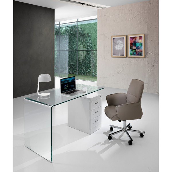 Pisalna miza s stekleno mizno ploščo 65x125 cm Bow – Tomasucci-image-4