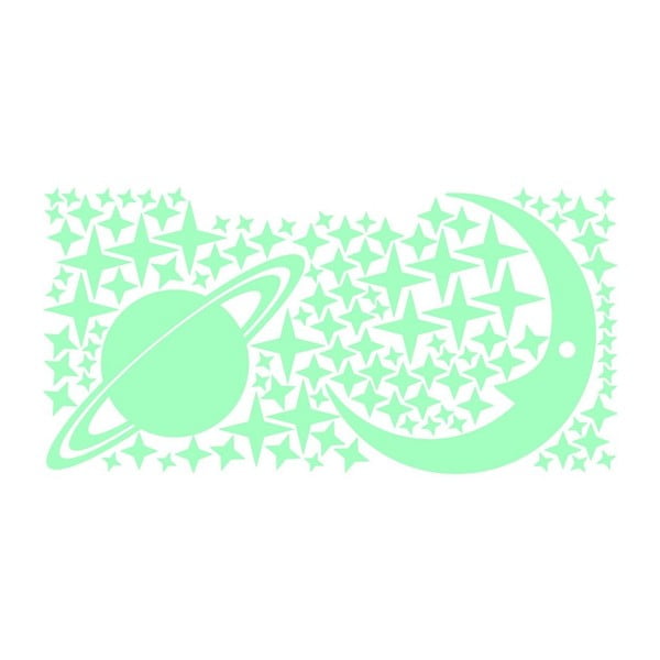 Svetleče stenske nalepke Ambiance Moon and Planets-image-1