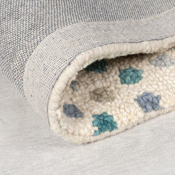 Modro-bež ročno tkana volnena preproga 120x170 cm Eloise Patchwork – Flair Rugs-image-3