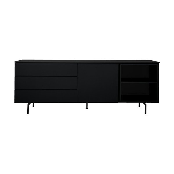 Črna nizka komoda 210x76 cm Plain – Tenzo