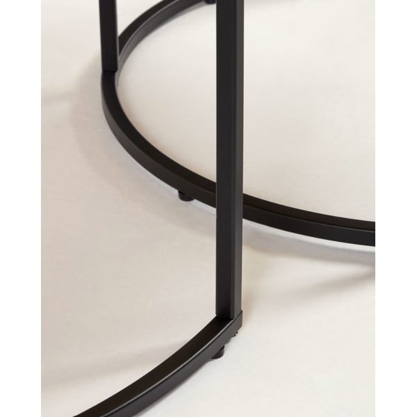 Rjave okrogle mizice v kompletu 2 ks z mizno ploščo v orehovem dekorju ø 80 cm Yona – Kave Home-image-3