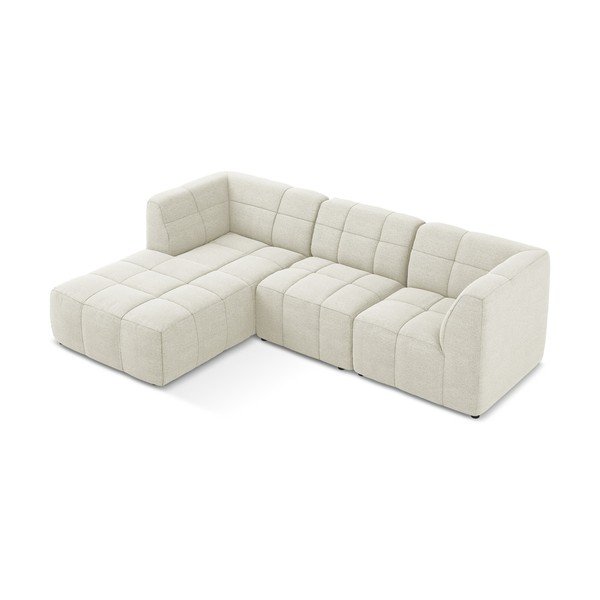 Bež kotna sedežna garnitura iz tkanine bouclé (levi kot/z ležalnikom) Aloha – Makamii-image-3