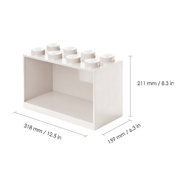 Komplet 2 otroških rdečih stenskih polic iz kock LEGO®-image-2