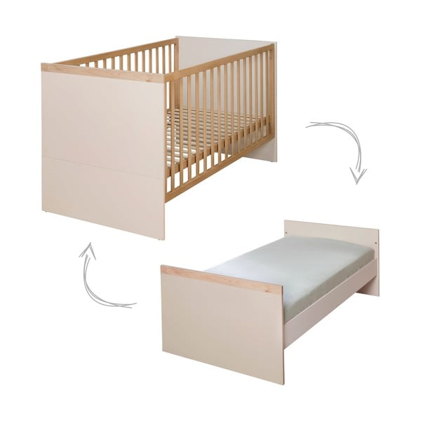 Bež/naravna otroška posteljica z nastavljivo višino 70x140 cm Jil – Roba-image-2