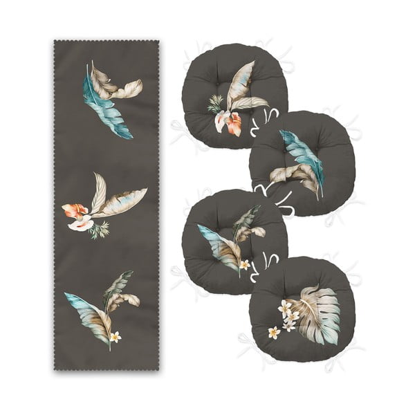 Komplet 4 sedežnih blazin in namiznega tekača  - Mila Home